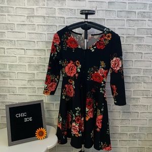 planet gold black floral dress